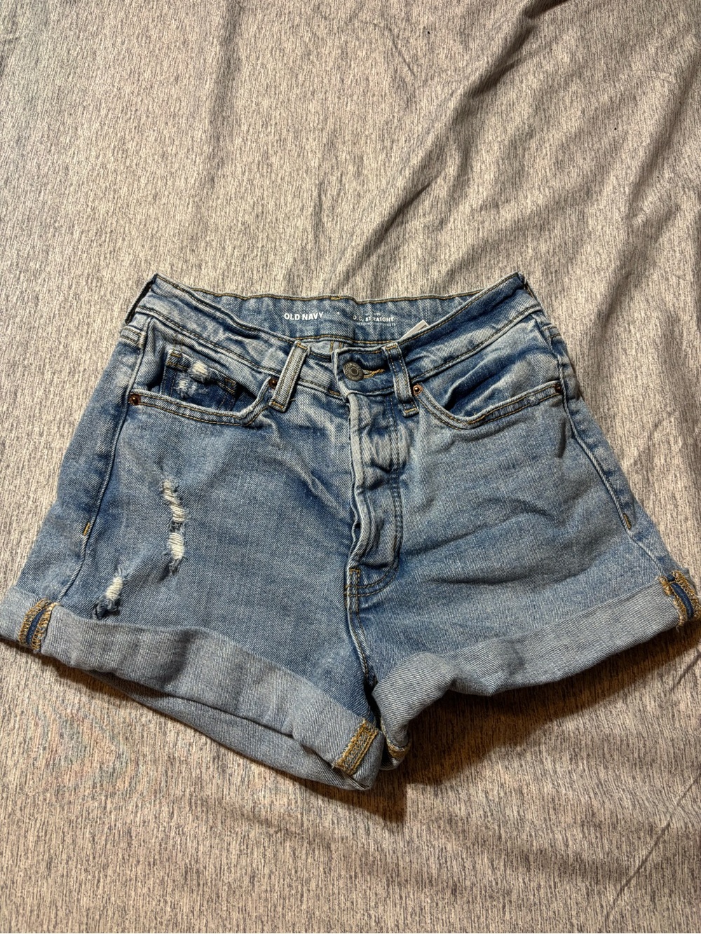 Old Navy Light Blue Distressed Denim Rolled Cuff Shorts